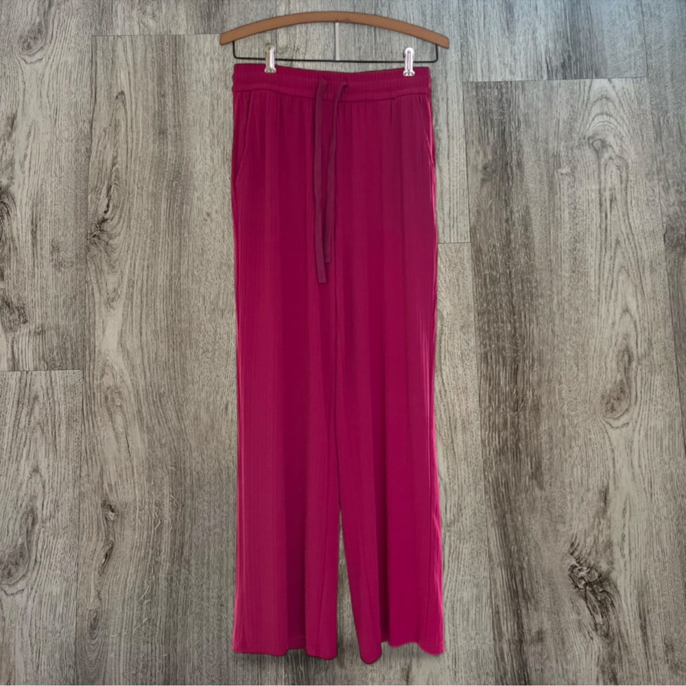 LOVEDOM by V Block Hot Pink Ribbed Wide Leg Pants Medium